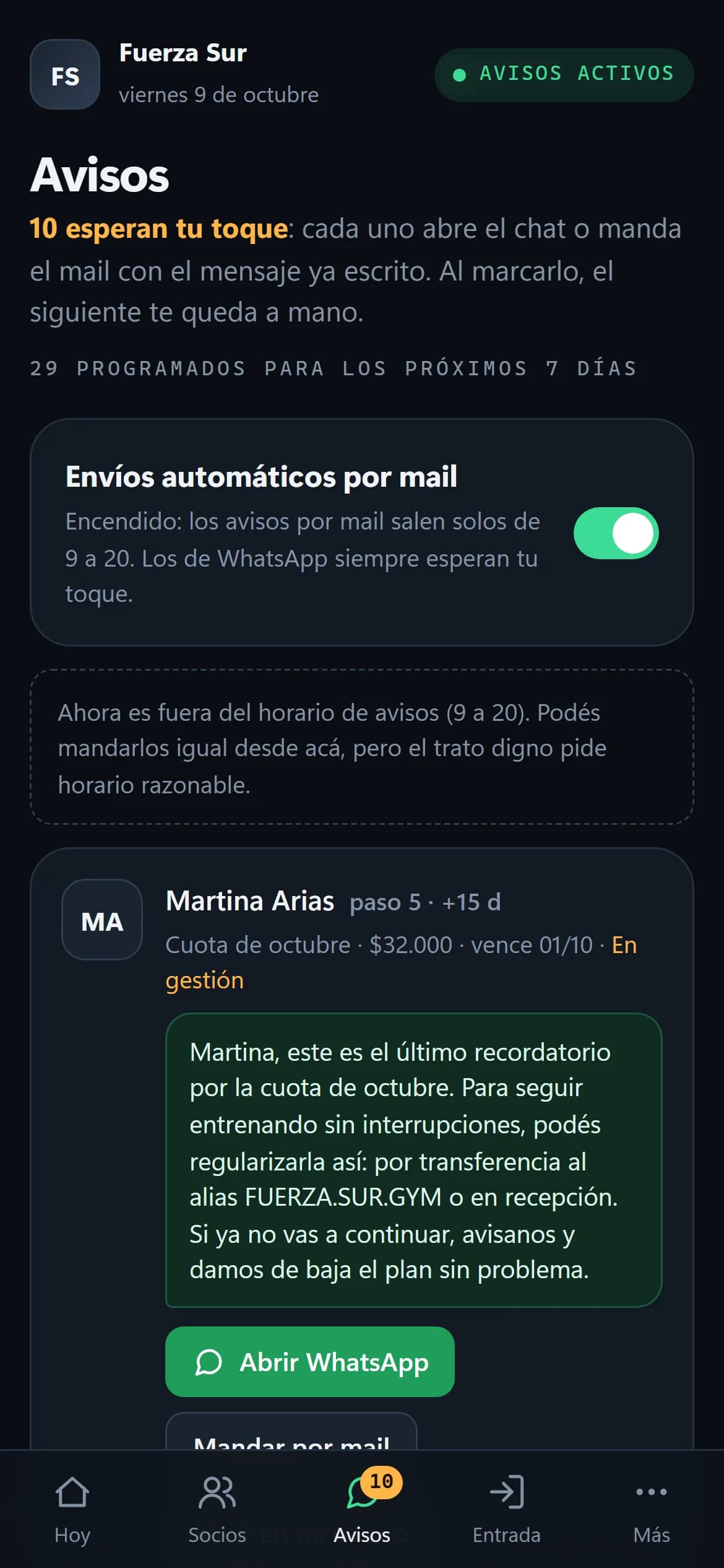 Los avisos del día en el celular