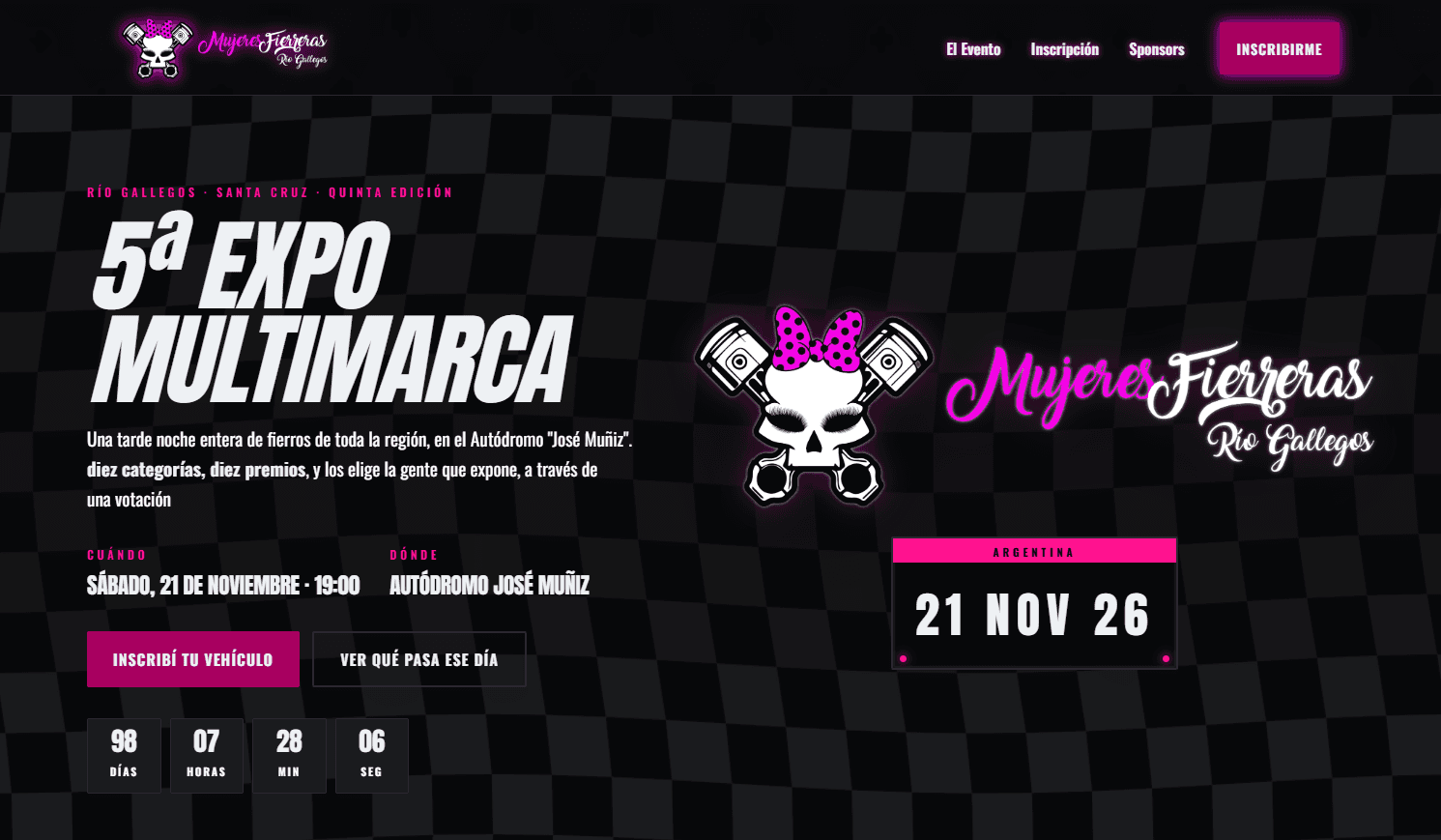 Mujeres Fierreras — captura del sitio