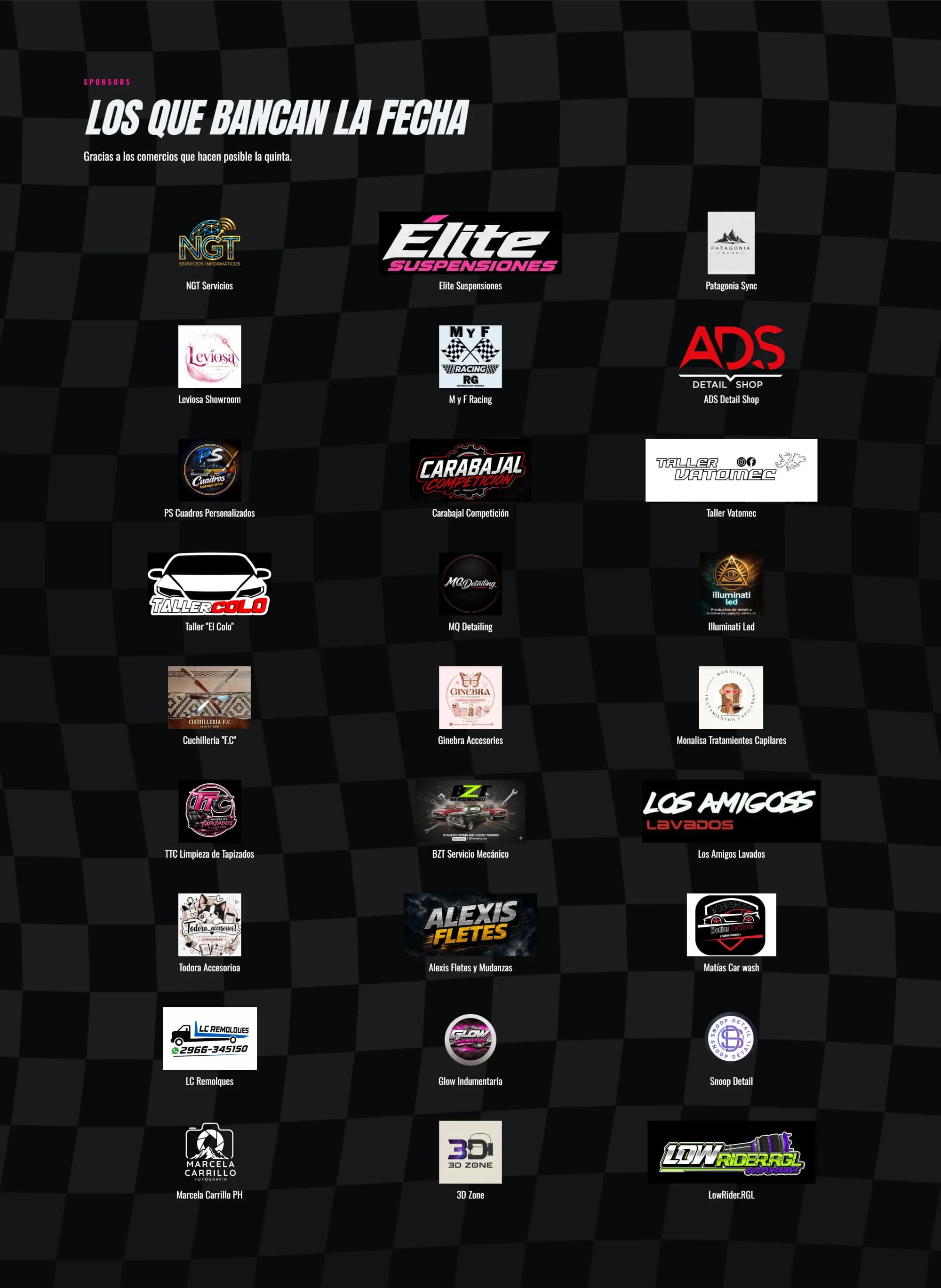 Grid with the logos of the businesses sponsoring the fifth show