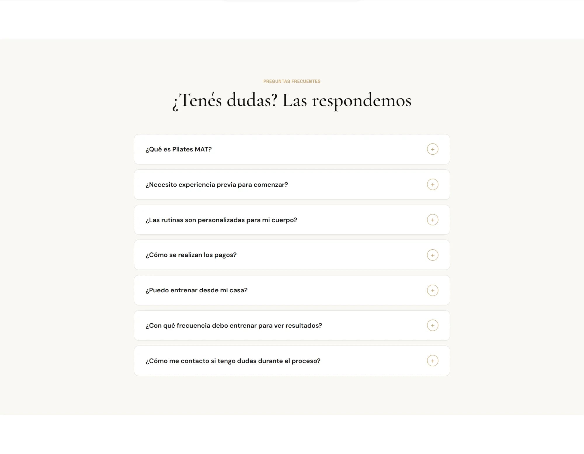 Preguntas frecuentes de Orhize Pilates